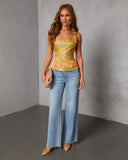 Poised Petal Embroidered Satin Top