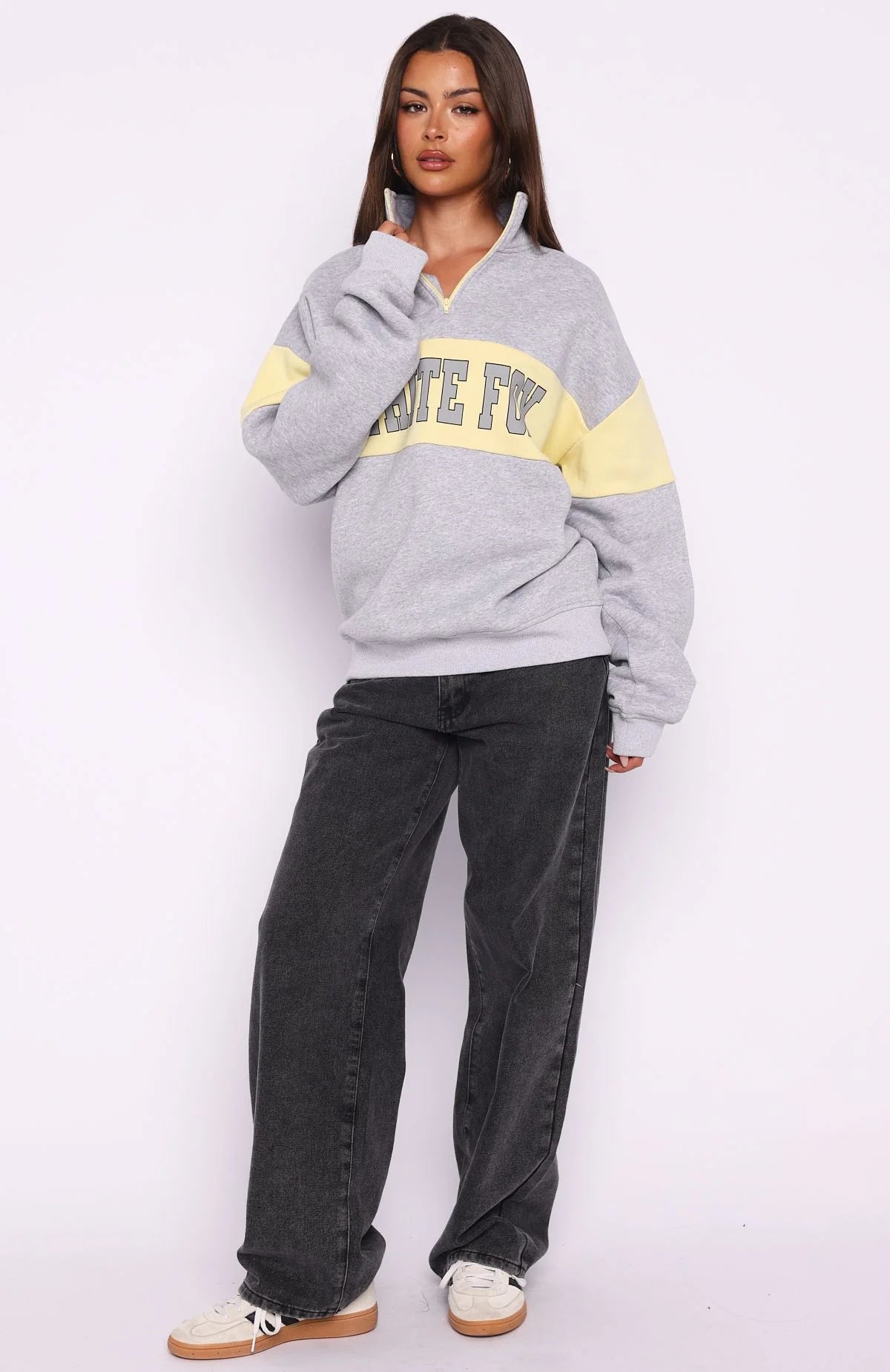 Show Yourself Zip Front Sweater Dark Grey Marle