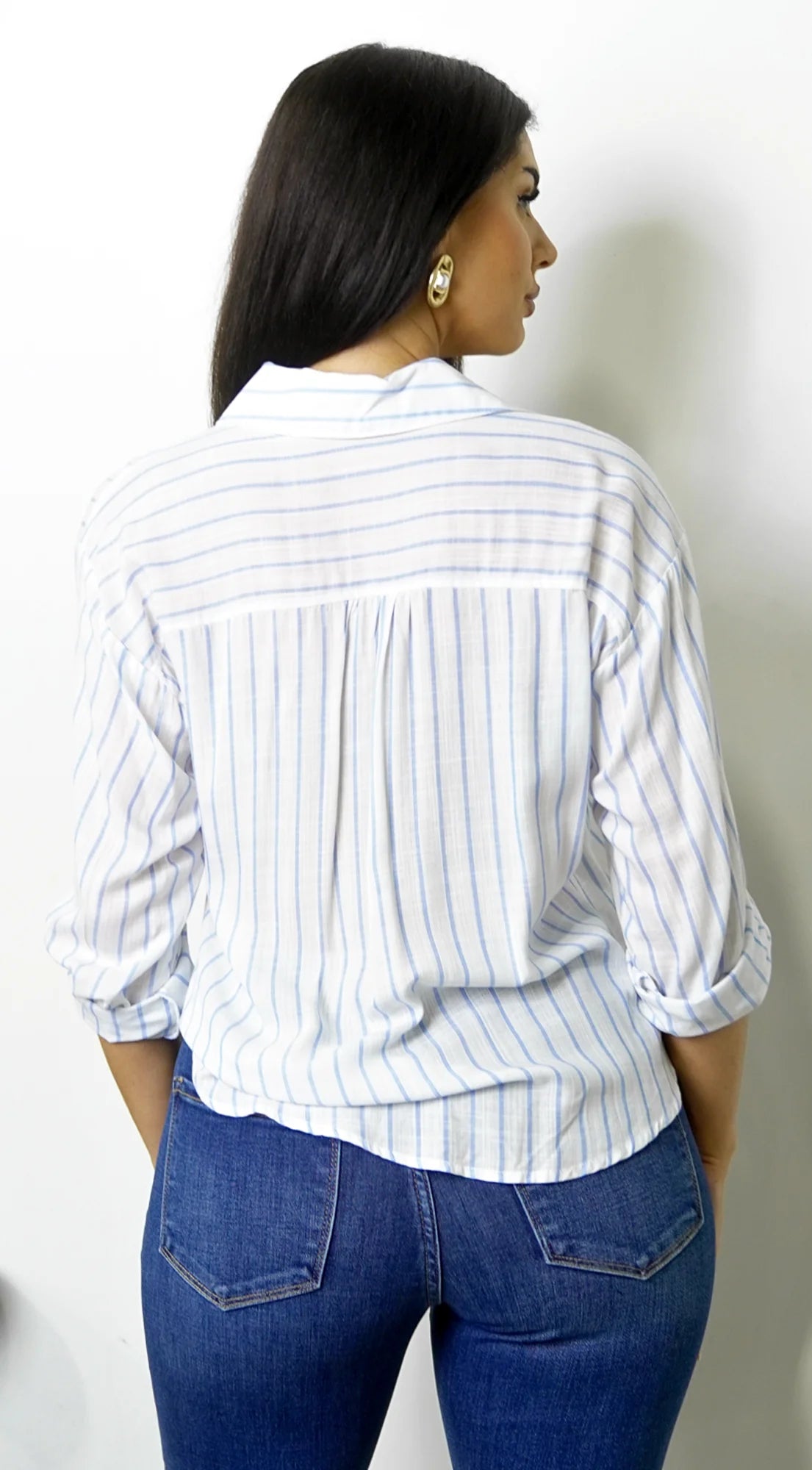 Drift Twist Stripe Shirt Chambray Blue