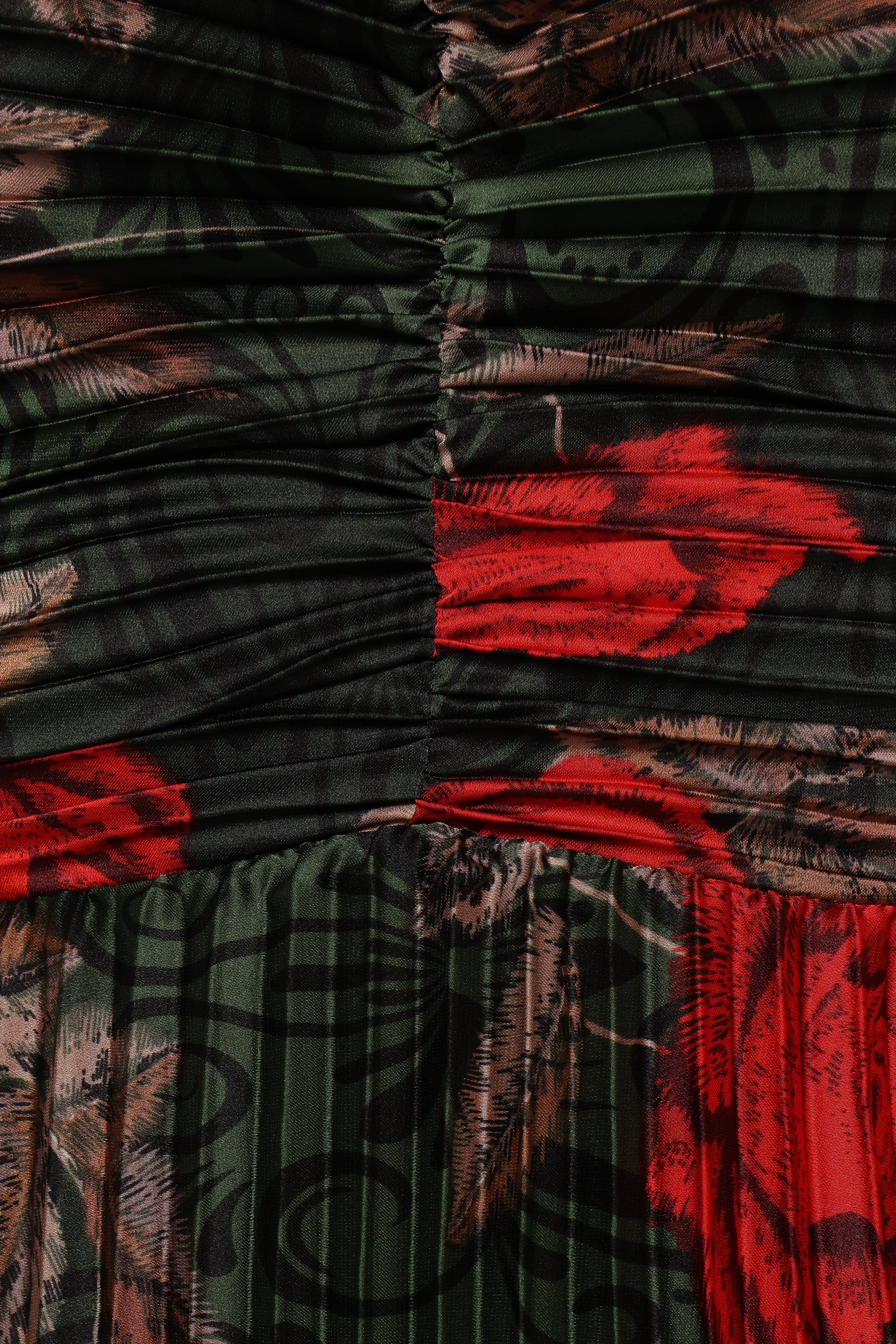 Naira Pleated Maxi Dress Green Floral