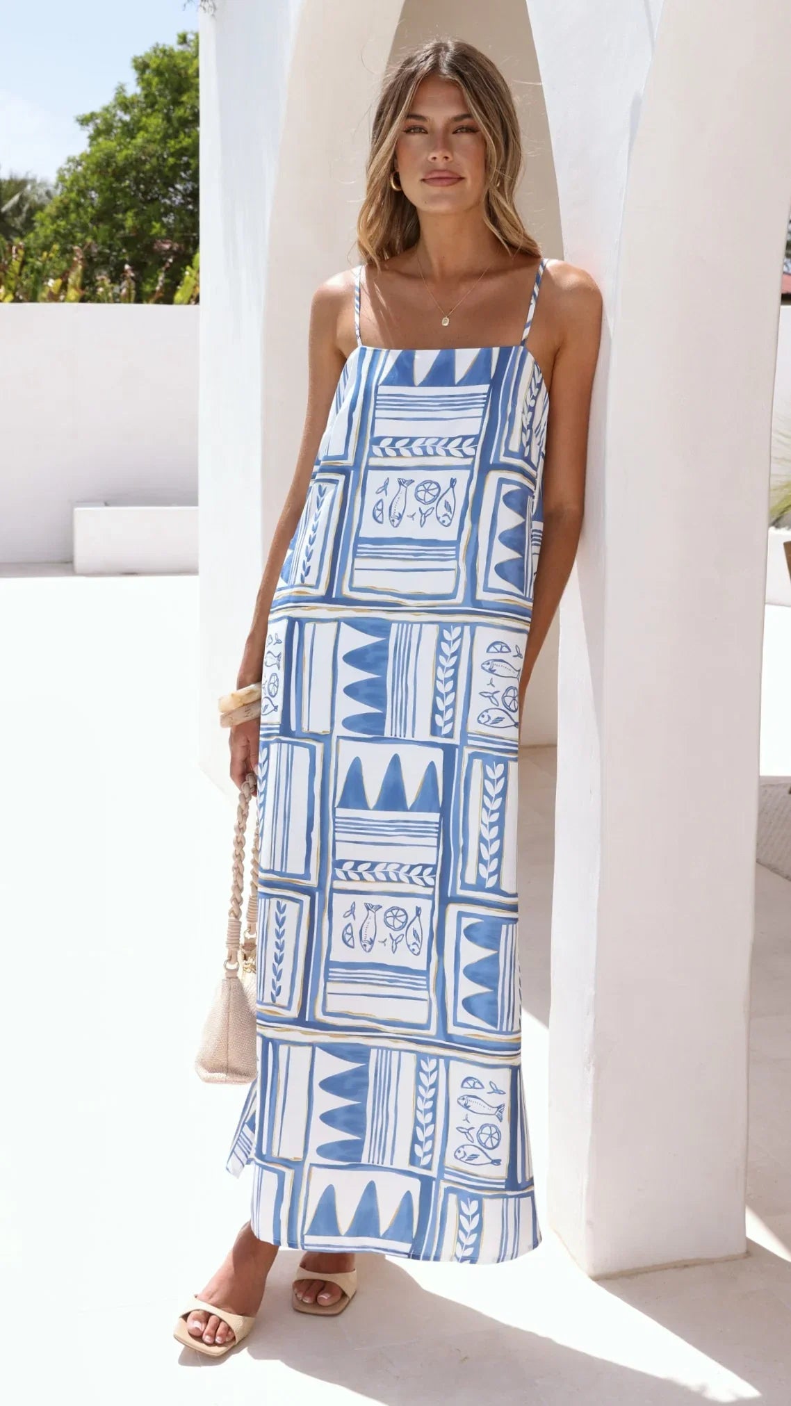 Dakota Maxi Slip Dress Coastal Escape