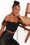 Aster Off Shoulder Mesh Top Black