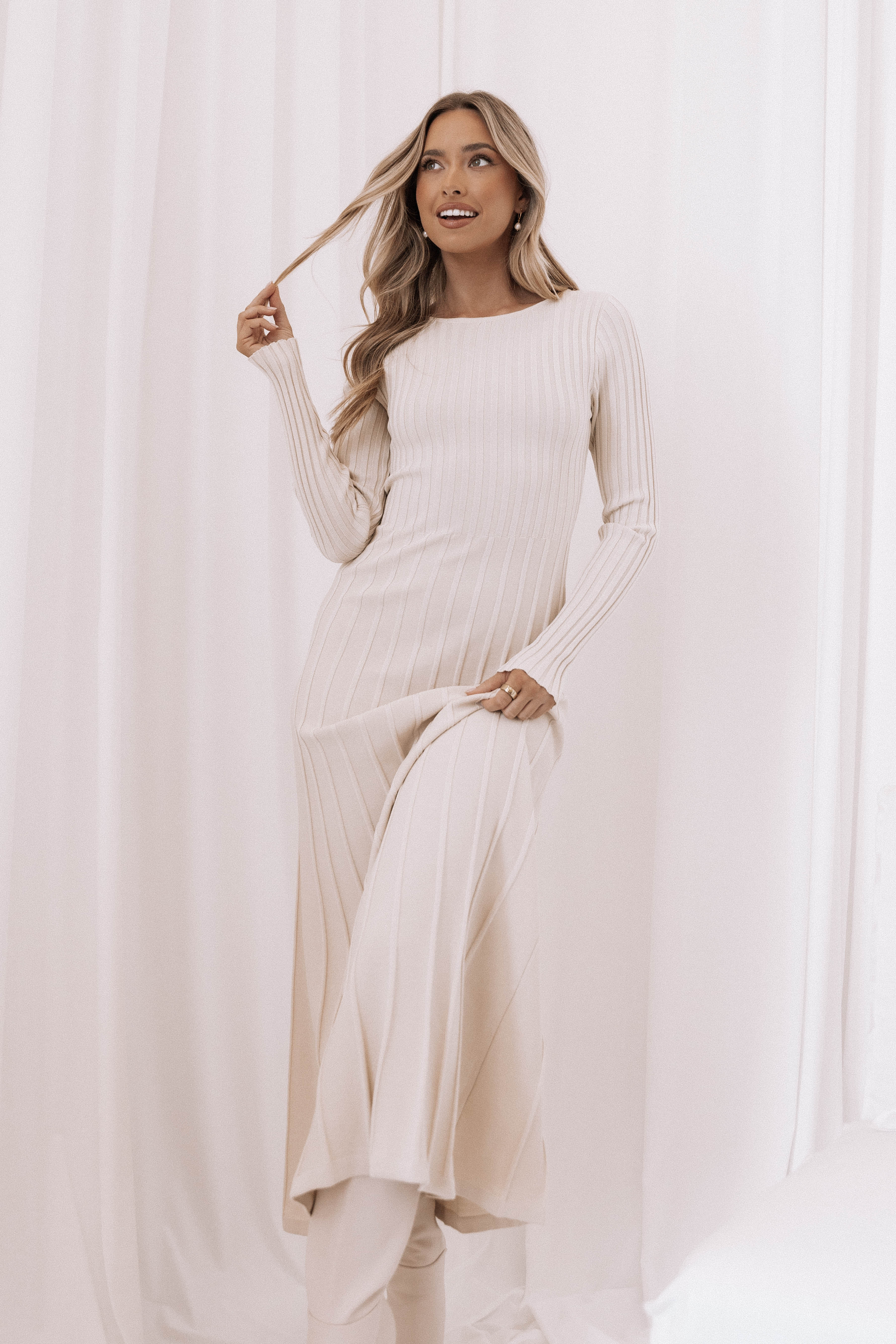 Alison Long Sleeve Maxi Dress Cream