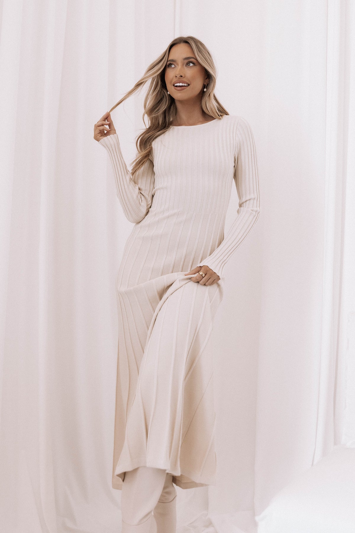Alison Long Sleeve Maxi Dress Cream