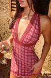 A Girls Girl Mini Dress Berry Plaid