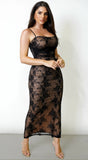 Obsidian Lace Maxi Dress Black