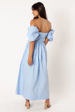 Solana Off Shoulder Midi Dress Blue