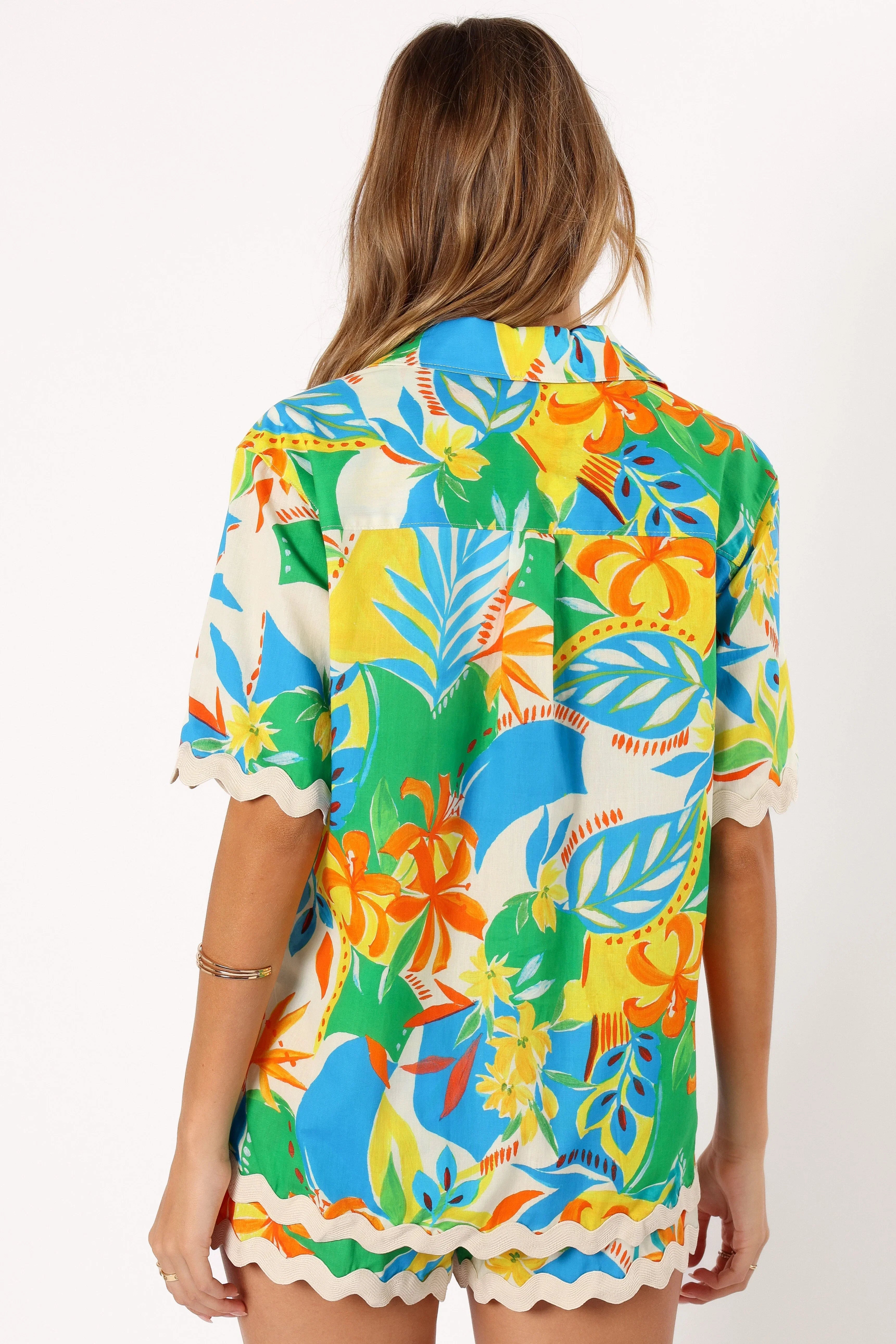 Harriet Button Down Top Malta Print