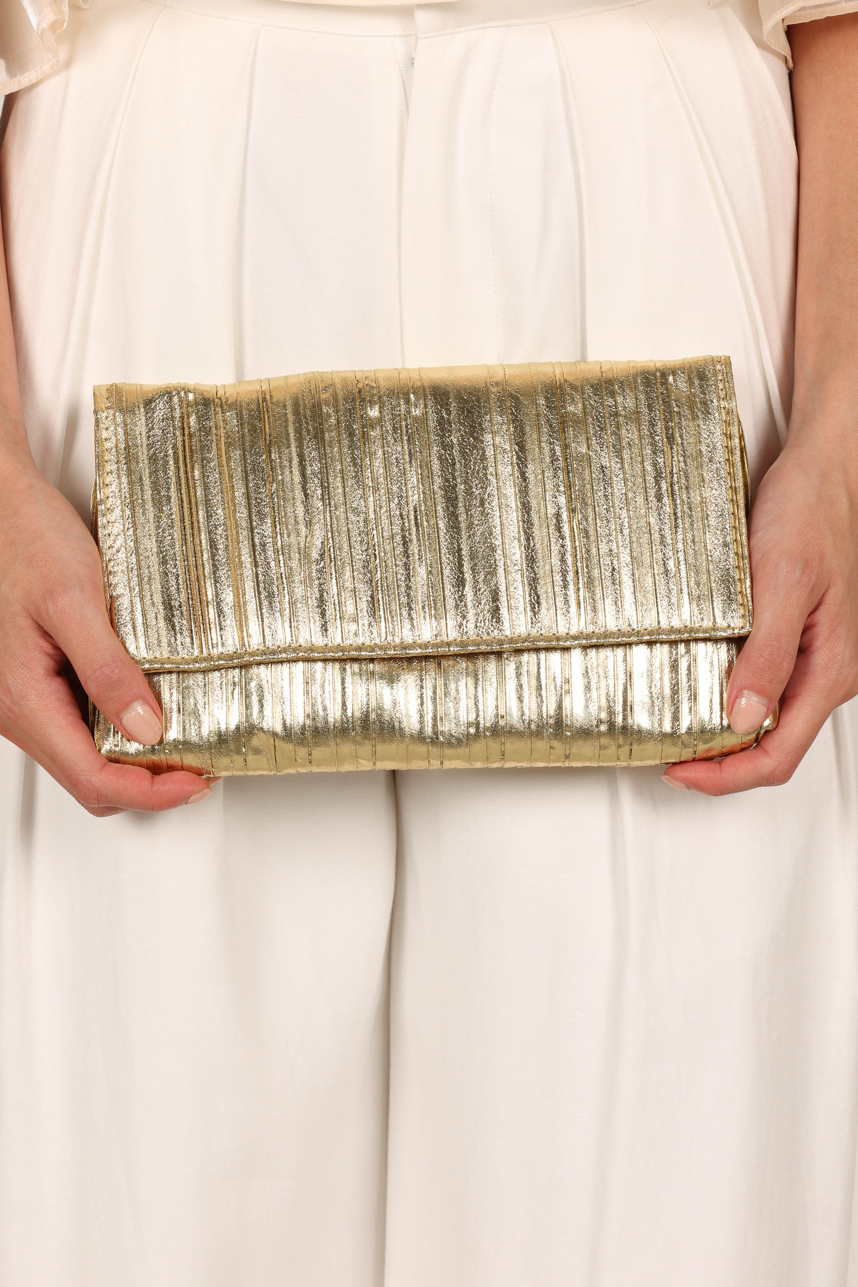 Gemma Ruched Clutch Gold