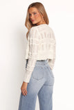 Aidy Crop Button Front Cardigan White