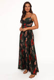 Naira Pleated Maxi Dress Green Floral
