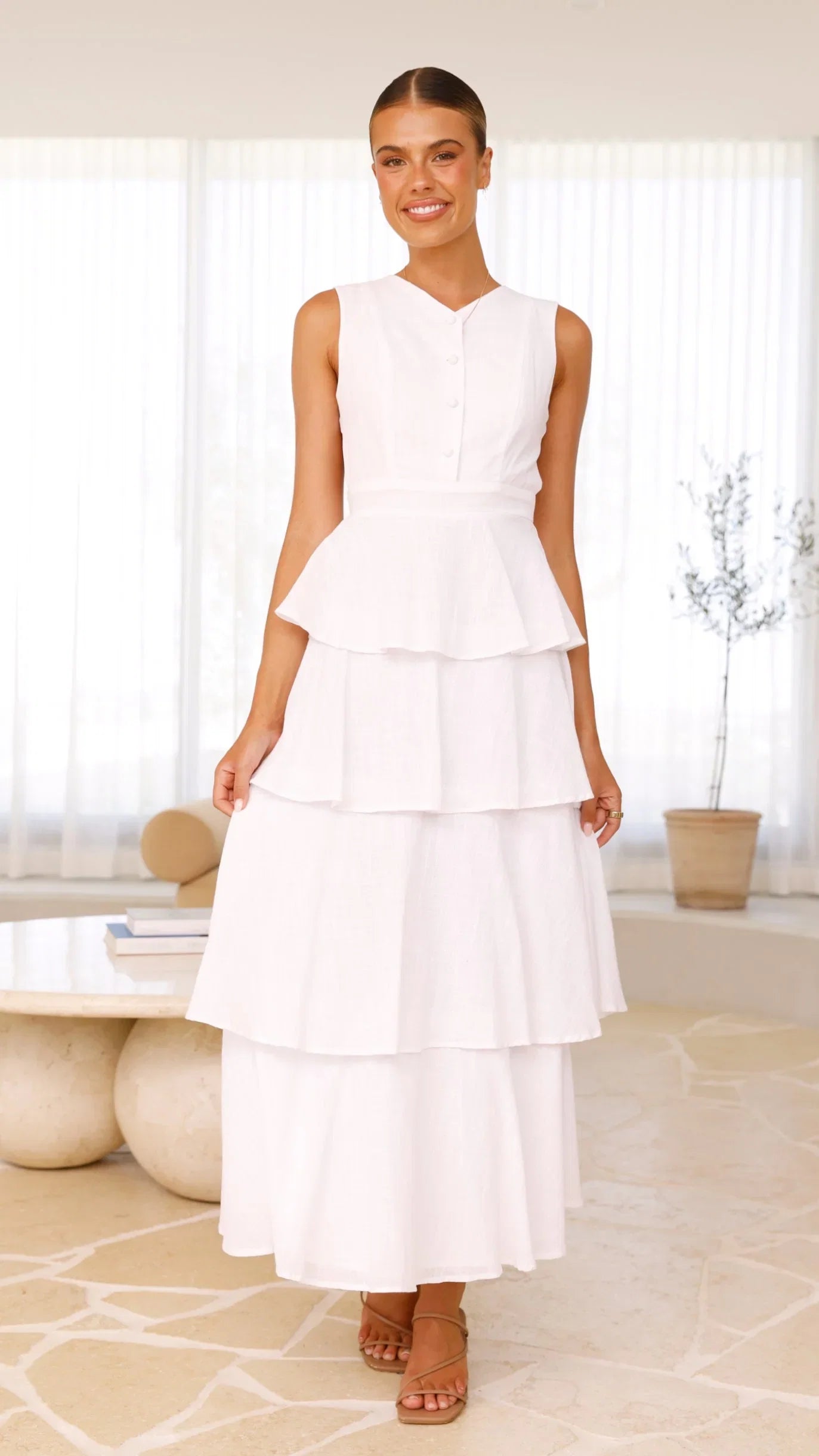 Anastasia Backless Maxi Dress White