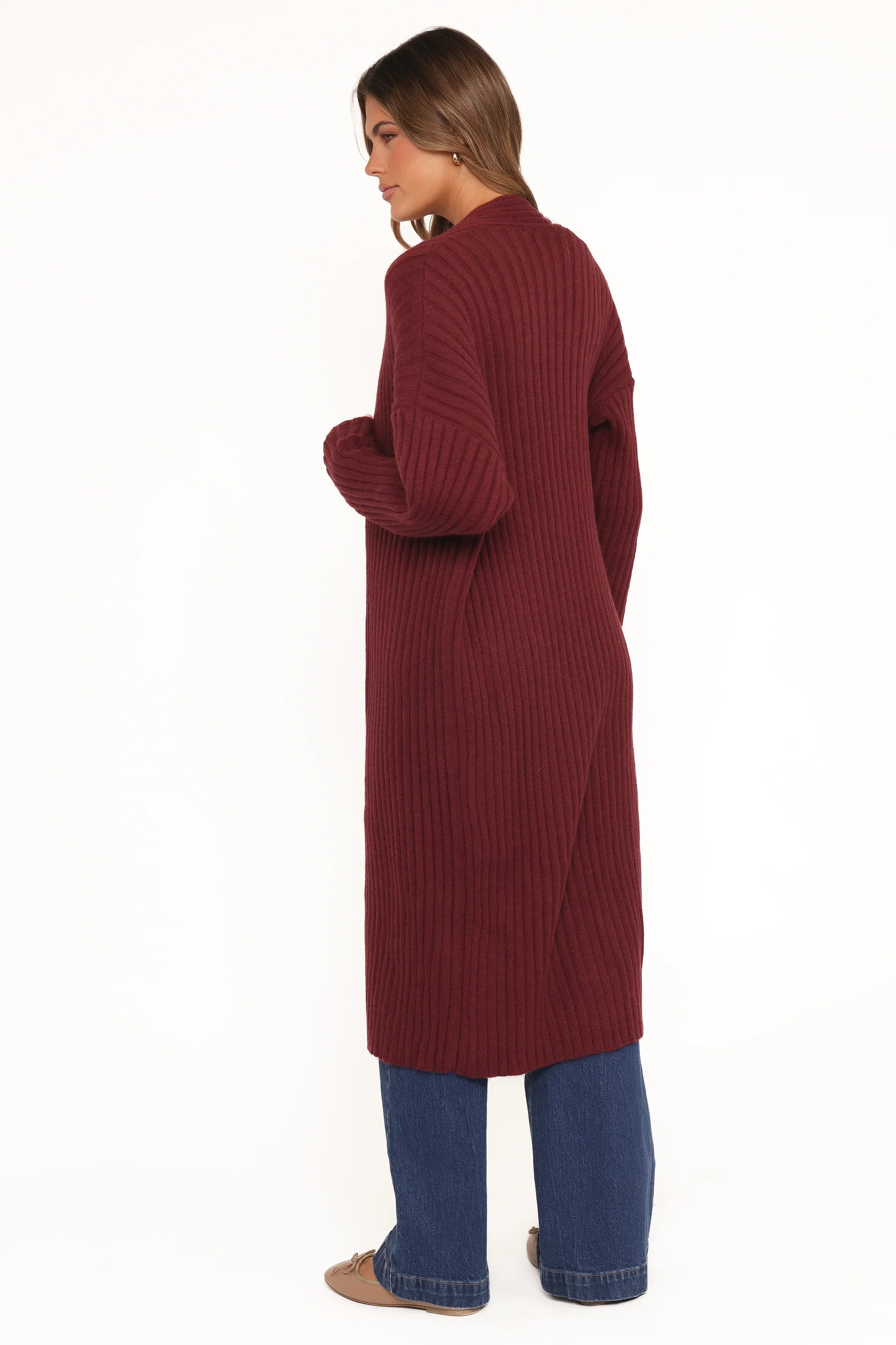 Jasmia Long Cardigan Wine