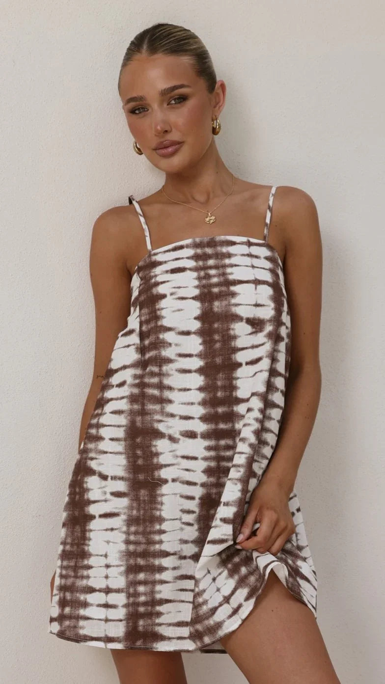 Bethani Mini Dress Chocolate Tie Dye