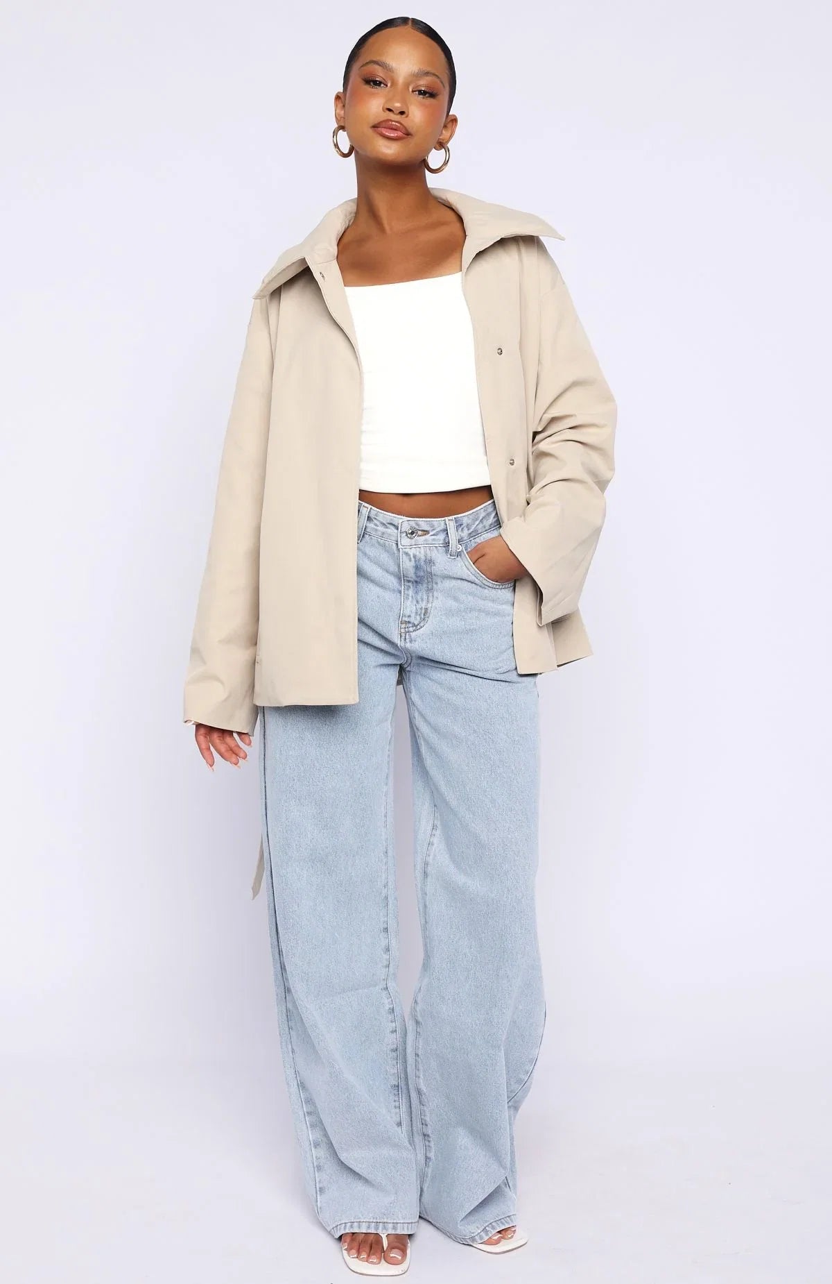 Could Touch Cropped Trench Jacket Sand