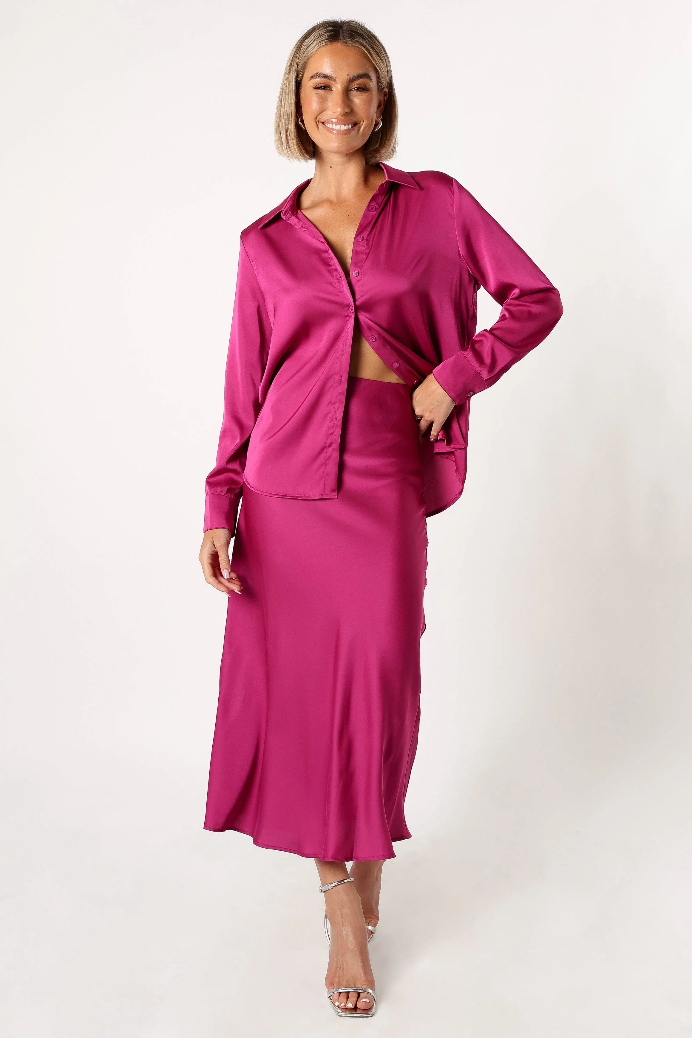 Narissa Satin Shirt Magenta