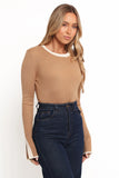 Lizbeth Knit Top Tan White