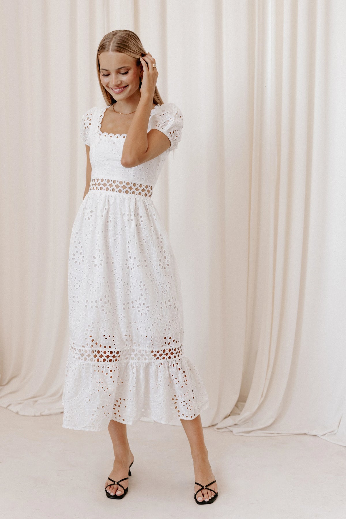 Melania Midi Dress White