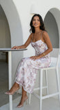 Eliara Floral Fold Over Maxi Dress Pink