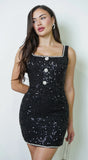 Avianne Tweed Sequin Mini Dress Black