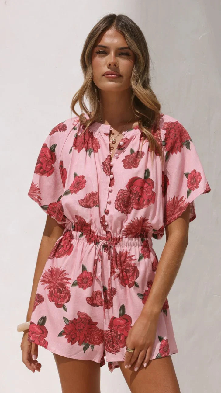 Santorini Playsuit Dahlia Rouge