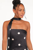 Jutta Strapless Maxi Dress Black Polka Dot