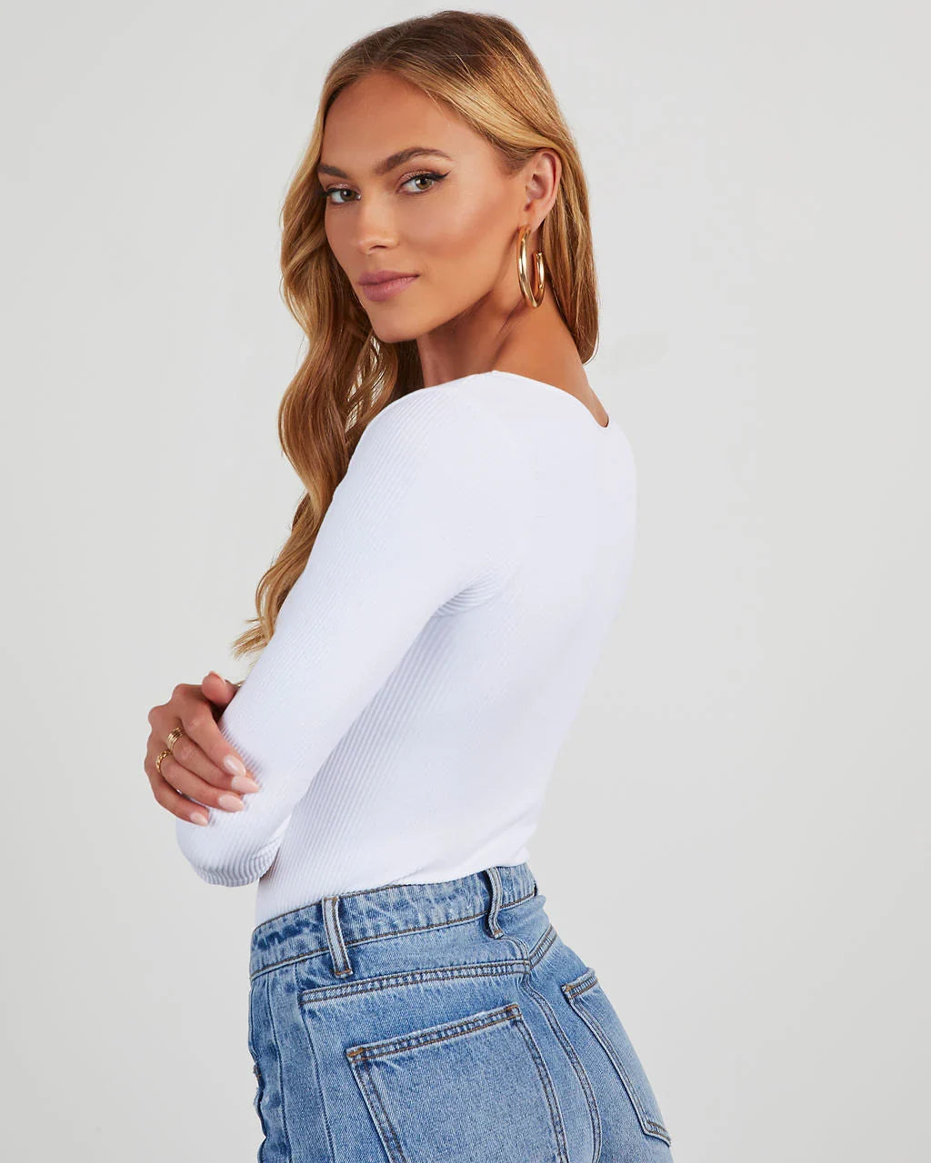 Revival V Neck Ribbed Bodysuit