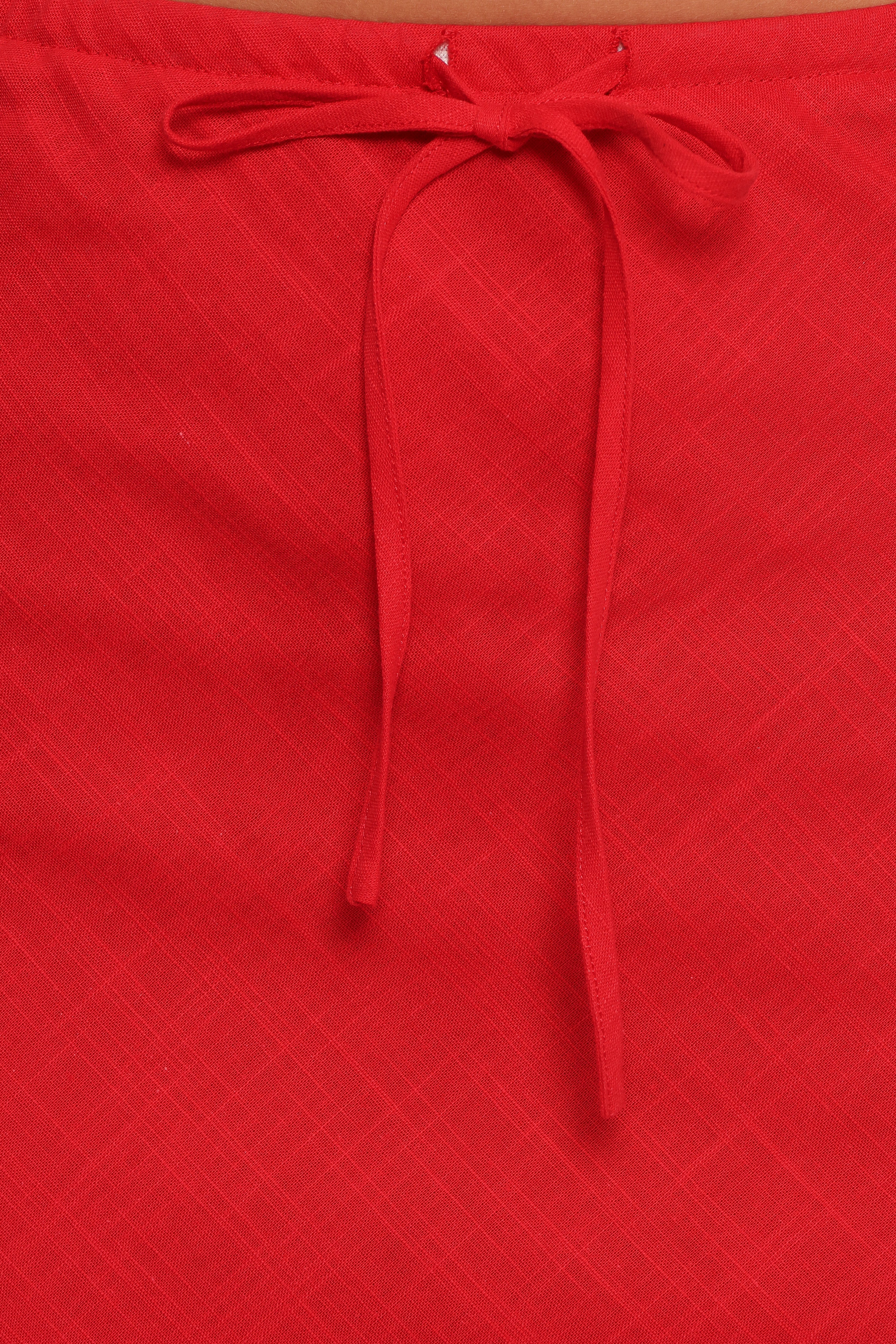 Sonni Linen Mini Skirt Red