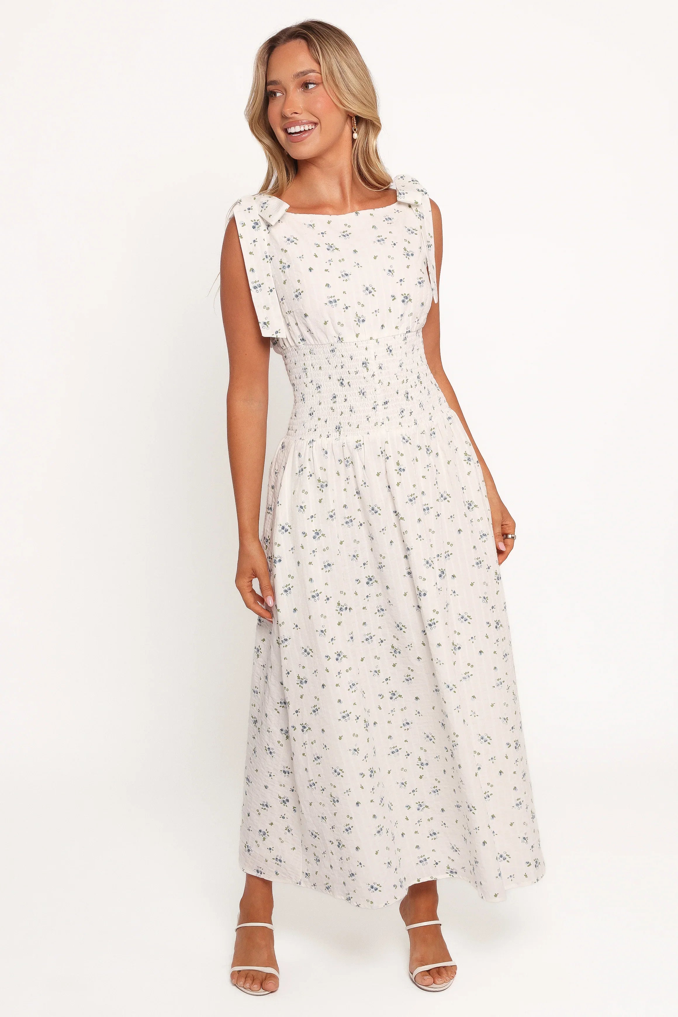 Leticia Midi Dress Blue Ditsy Floral