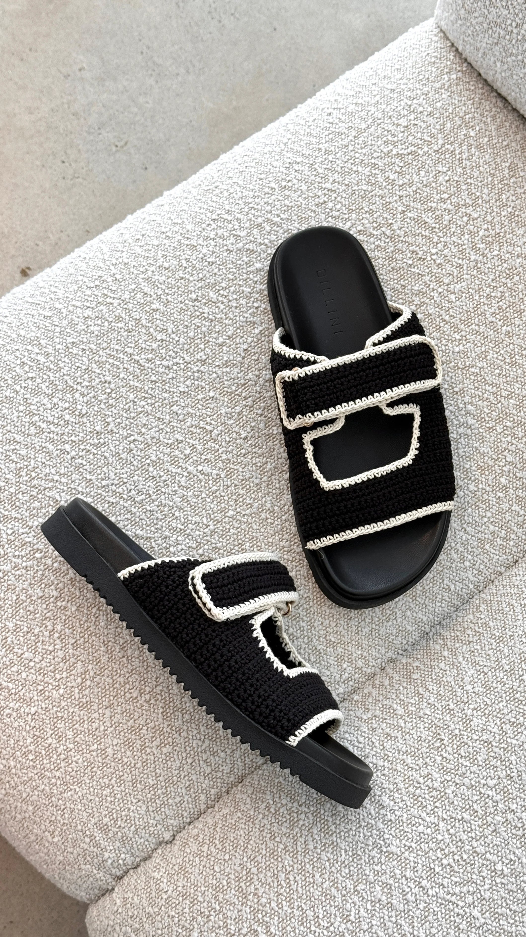 Abbot Sandals Black White Contrast