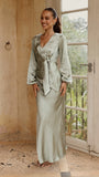 Ivy Long Sleeve Tie Front Maxi Dress Sage