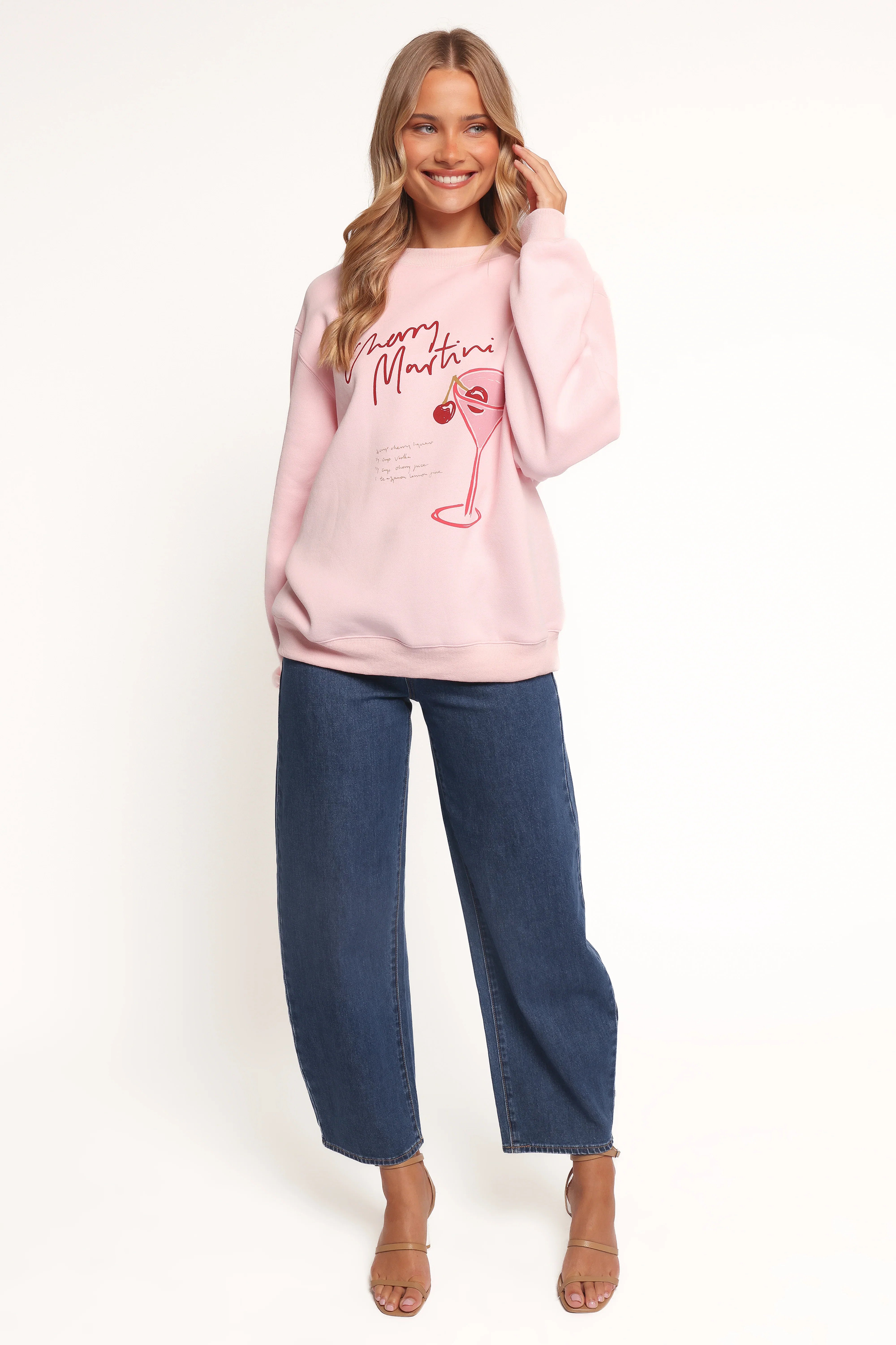 Cherry Martini Graphic Sweatshirt Pink
