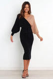 Nate Dress Black Beige