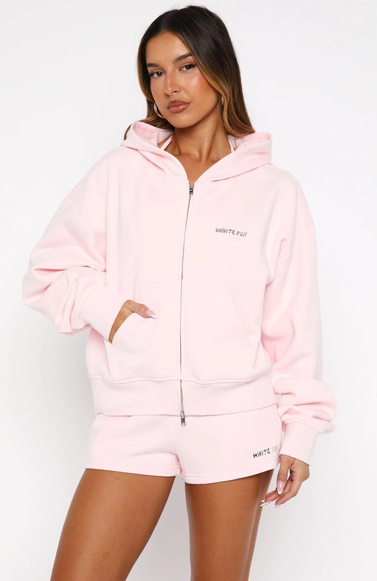 Test Drive Boxy Zip Front Hoodie Icy Pink
