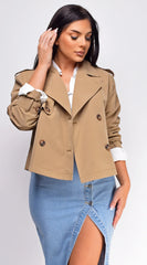 Devin Cropped Trench Jacket Beige