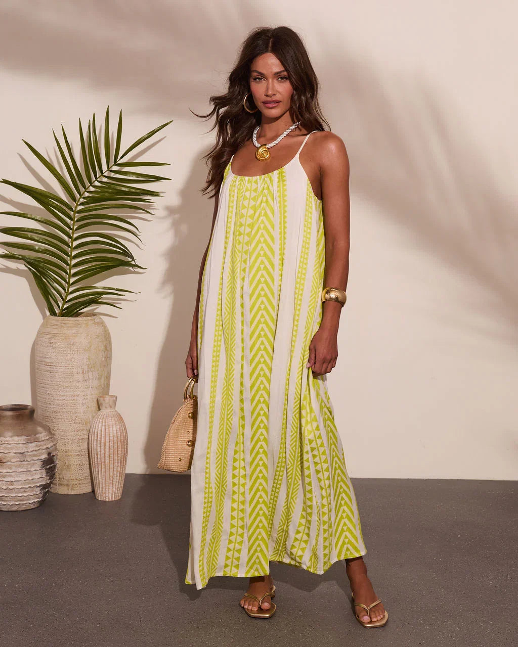 Summer Drift Abstract Striped Maxi Dress