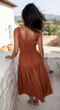 Celesta Midi Dress Rust Brown