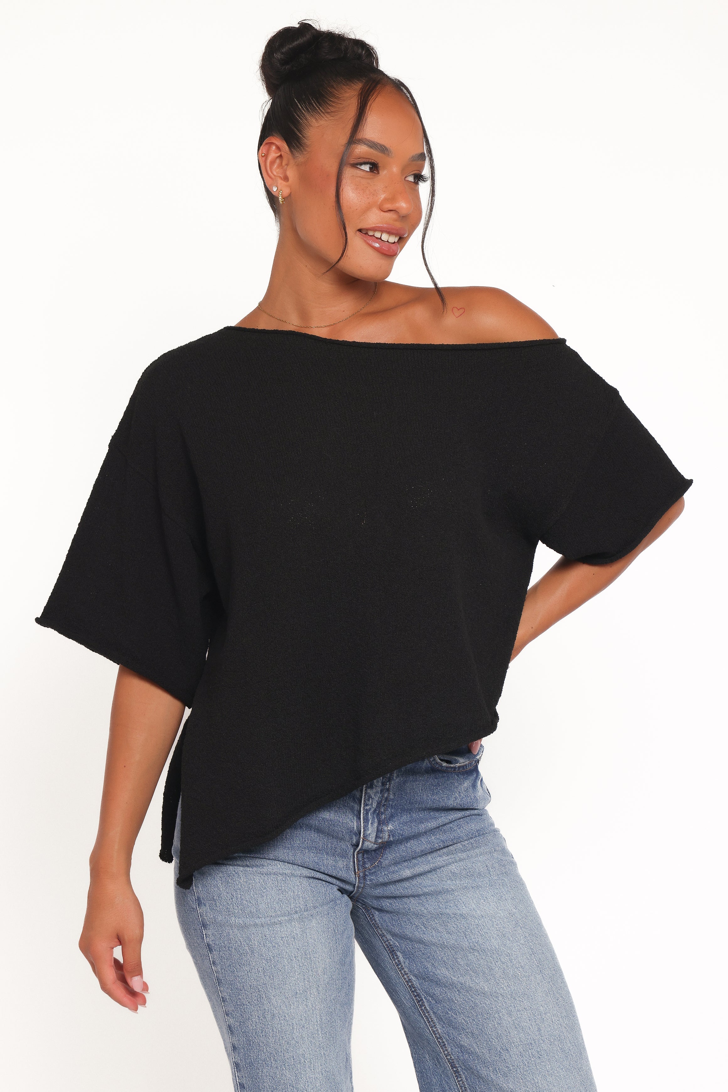 Ardena Boucle Knit Top Black