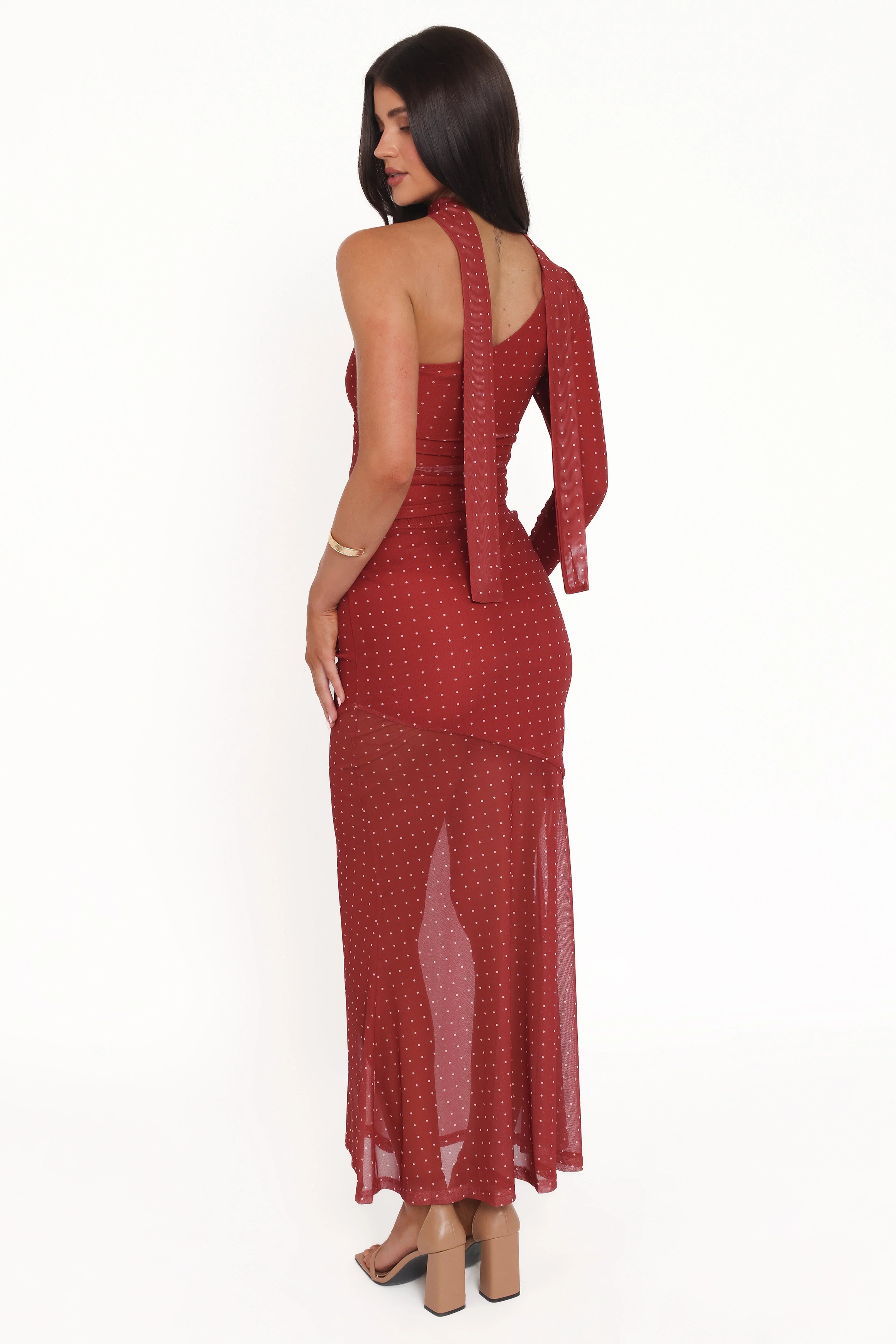 Hollie Mesh Skirt Set Red Polka Dot