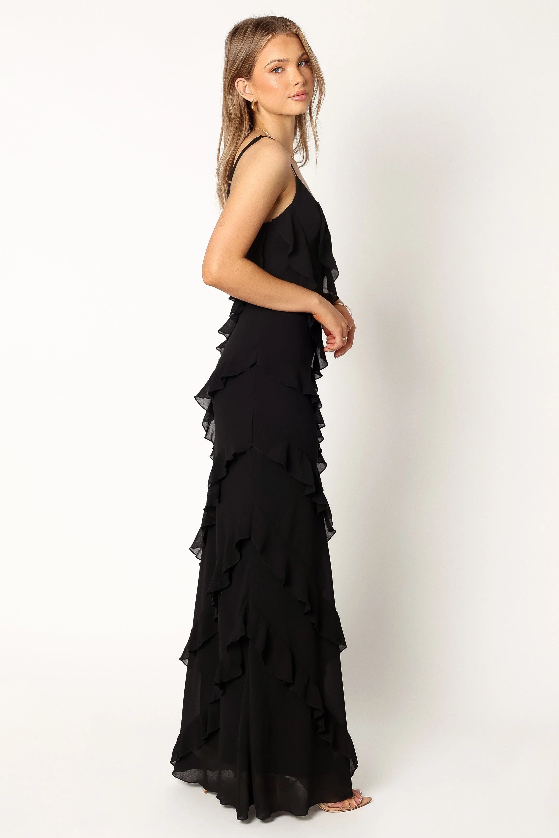 Ciao Ruffles Maxi Dress Black