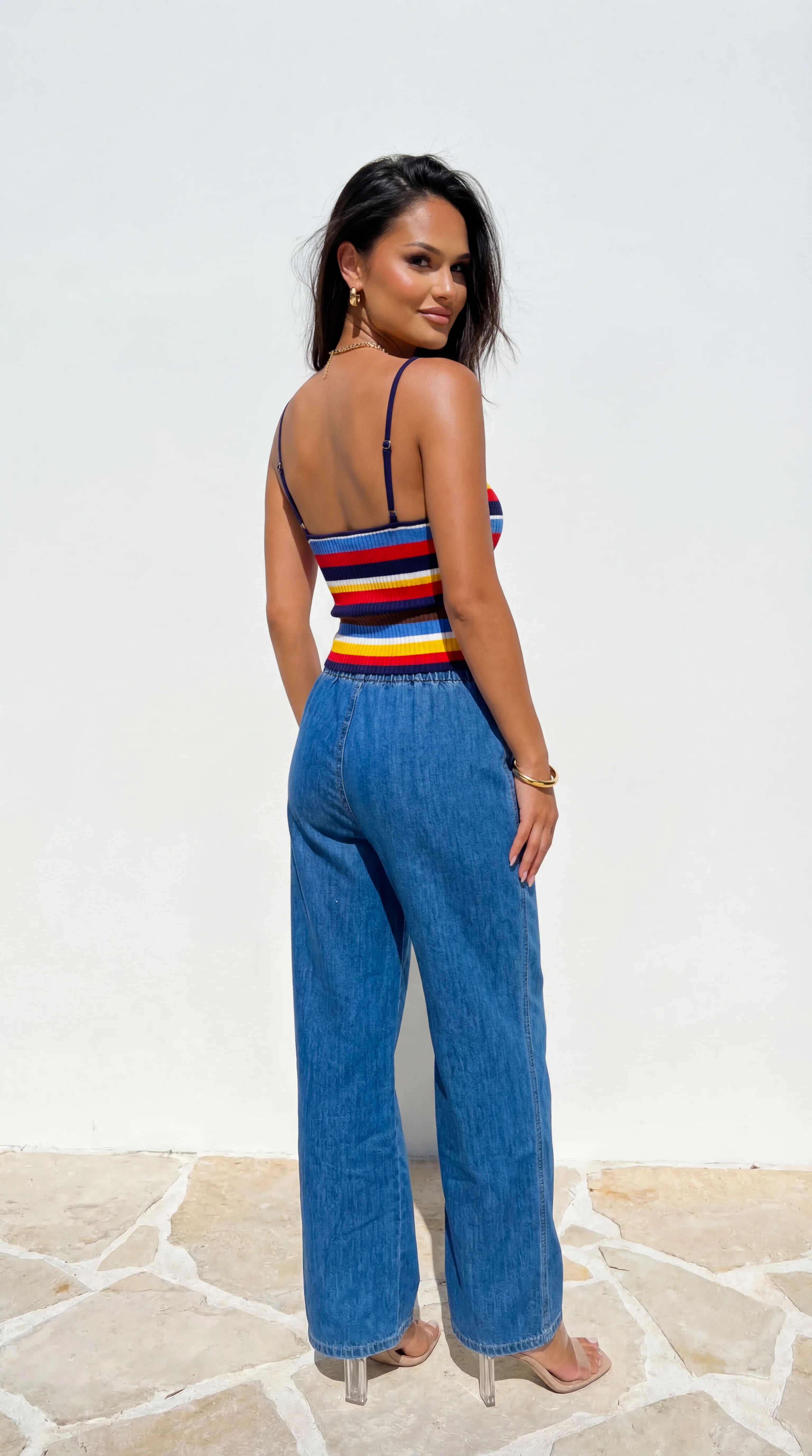 Laguna Wide Leg Denim Pants Blue