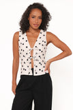 Zoie Tie Front Vest Cream Polka Dot