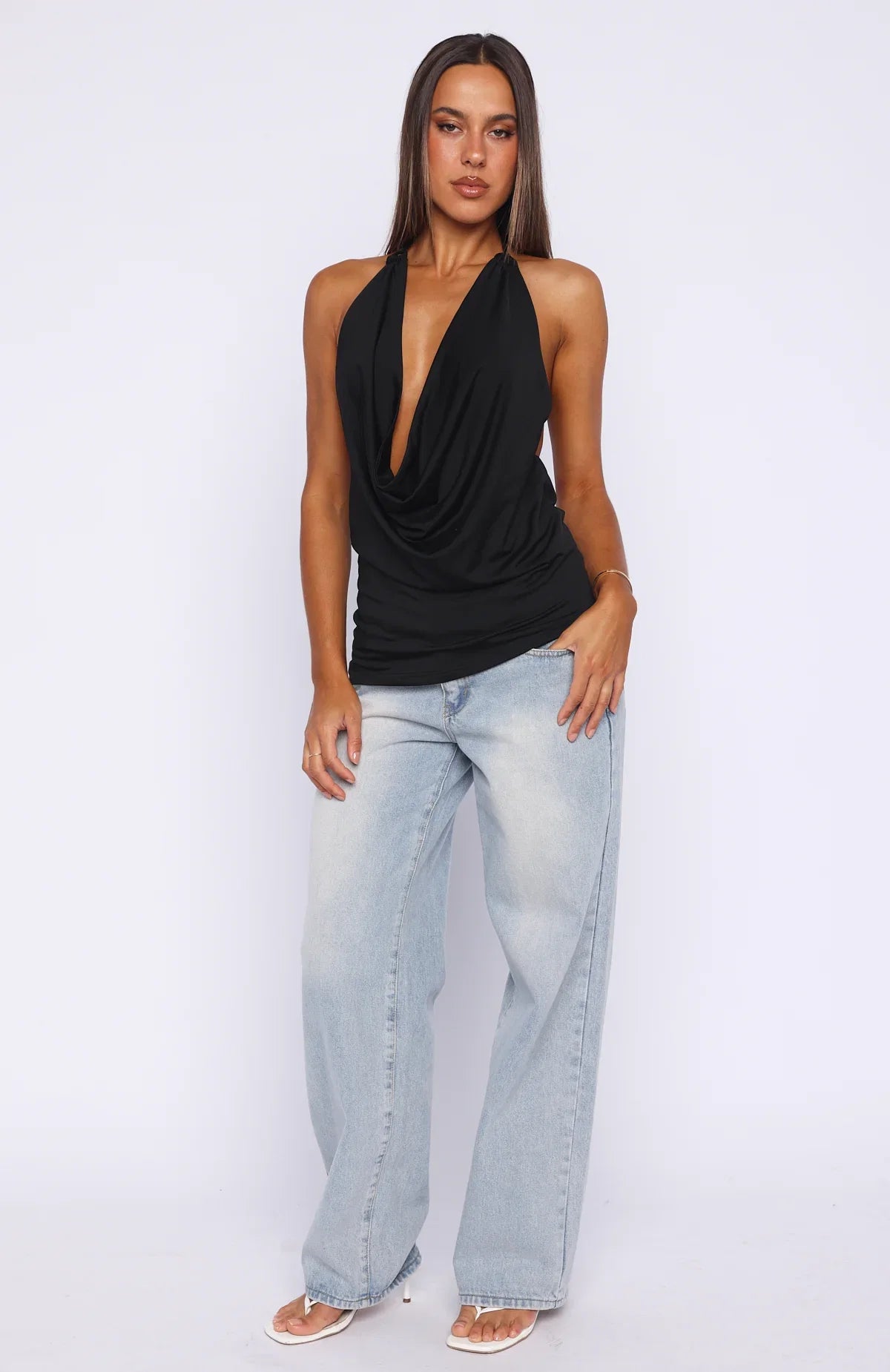 Caught You Looking Halter Top Black