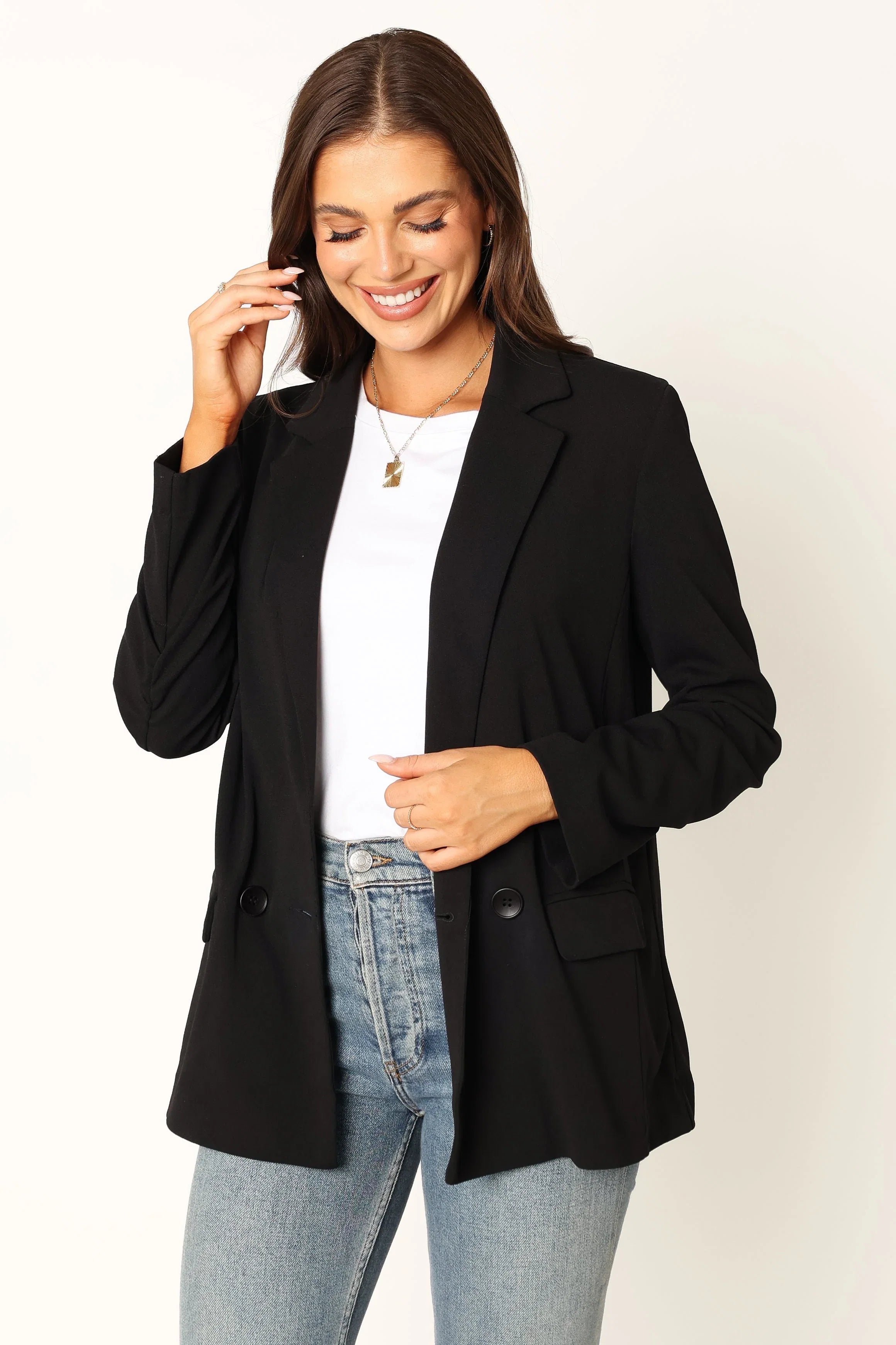 Ailani Button Front Blazer Black