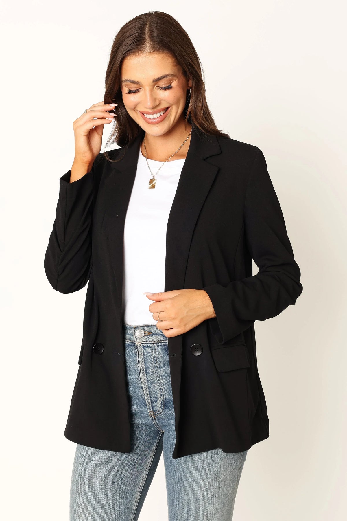 Ailani Button Front Blazer Black