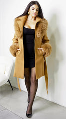 Sorrel Faux Fur Belted Coat Khaki