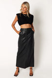 Jade Vegan Leather Column Skirt Black