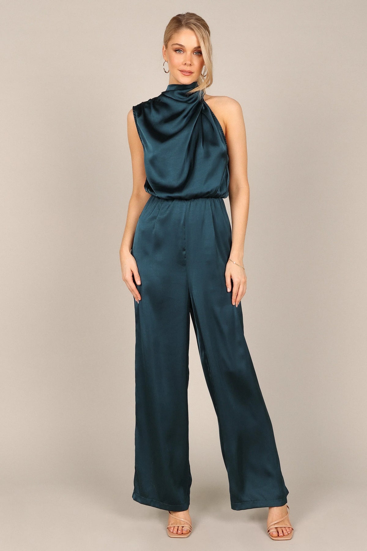 Savannah One Shoulder Jumpsuit Teal