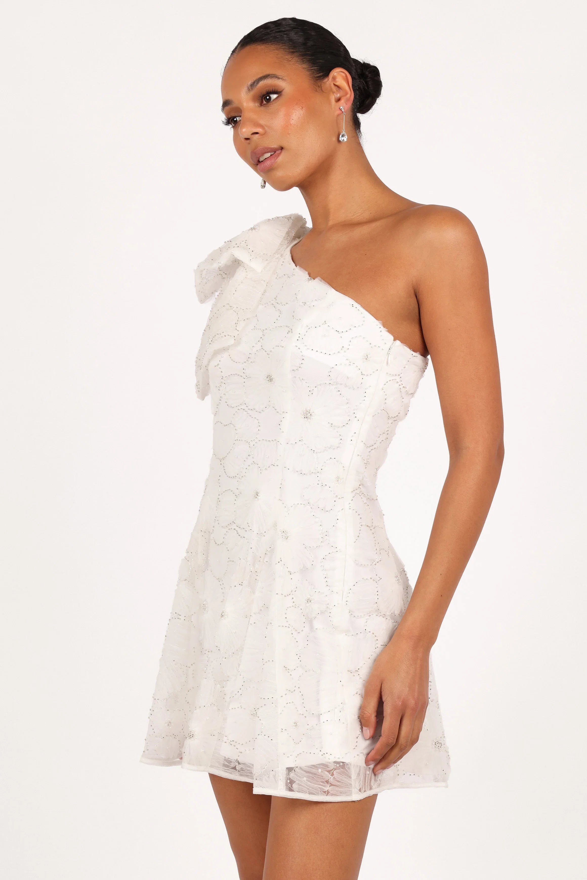 Ashly Off Shoulder Mini Dress White