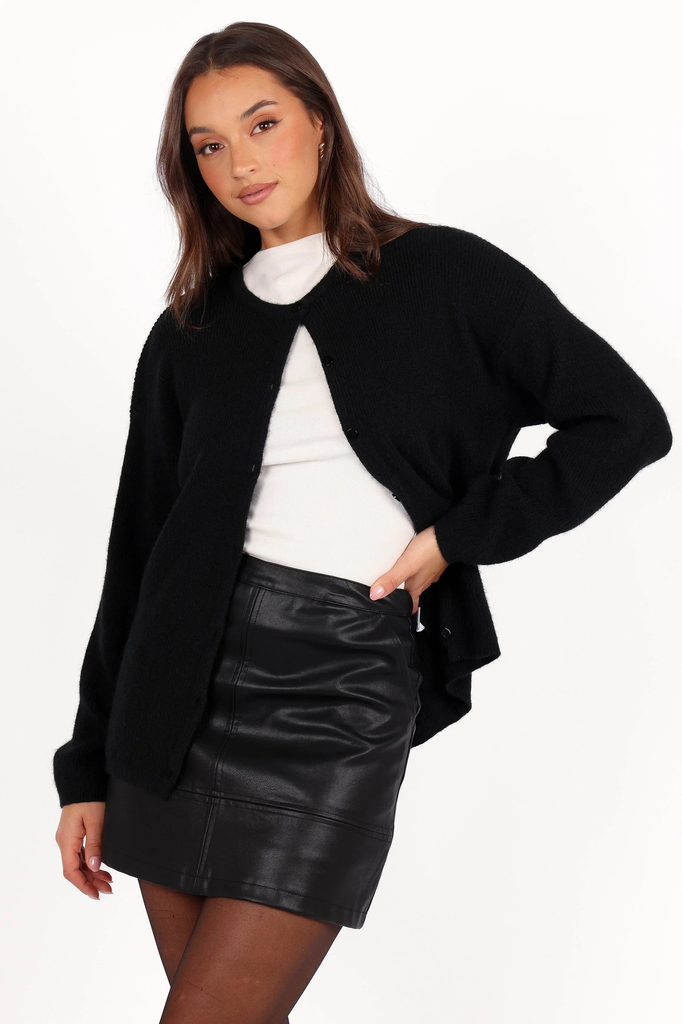 Astor Classic Button Up Cardigan Black